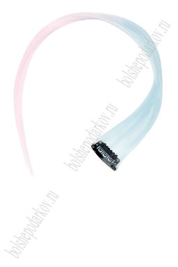 Прядь волос двухцветная на заколке (6 шт) SF-3045, голубой/св.розовый