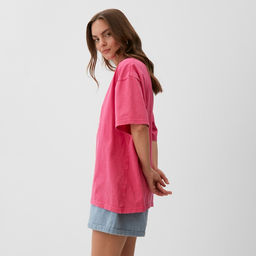 Футболка из вареного хлопка женская MIST Streetwear, розовая, размер L