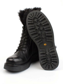 04-YPM5834A BLACK Ботинки зимние женские (натуральная кожа, натуральный мех)