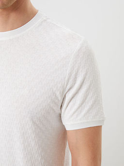 Bisiklet Yaka Merserize Bask?l? Erkek Ti??rt