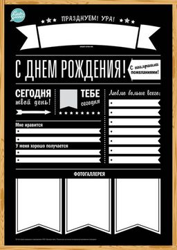 Плакат Доска Поздравлений "День Рождения. Модно. Стильно. Современно", формат А1, унисекс, для заполнения
