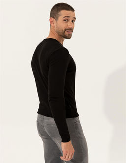 Siyah Slim Fit Bisiklet Yaka Triko Kazak - Pierre cardin фото 5