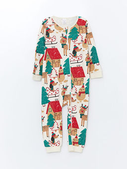 Bisiklet Yaka Uzun Kollu Bask?l? Erkek Bebek Tulum