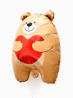 Цена за 3 шт. Воздушный шар фольгированный 21" «Мишка с сердцем»
