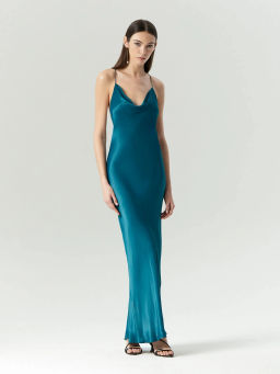 Платье Emka макси с открытой спиной из вискозы голубое  фото 2