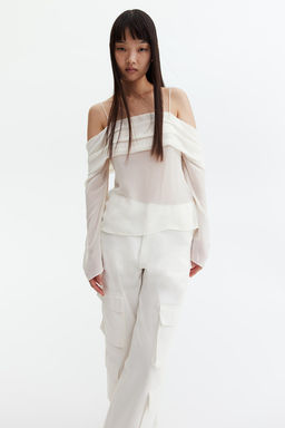 Top off-the-shoulder en gasa - H&m фото 4