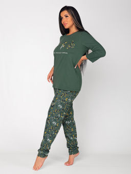 Пижама женская кулирка с брюками "ФИБИ" ЗЕЛЕНЬ