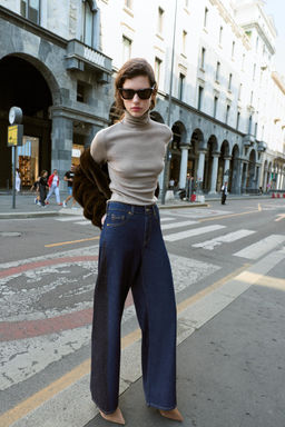 Z1975 WIDE-LEG HIGH-WAIST JEANS WITH COMBINED FABRIC