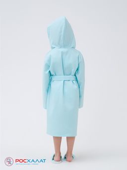 Детский вафельный халат с капюшоном мятный В-07 (19)