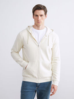 Kap??onlu Uzun Kollu Erkek Fermuarl? Sweatshirt