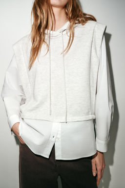 HOODED SHIRT WITH CONTRASTING HOODIE - Zara фото 9