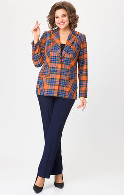 Костюм БелЭльСтиль 412/596 клетка терракот+синий однотон