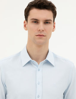 A__k Mavi Slim Fit Uzun Kollu G_mlek