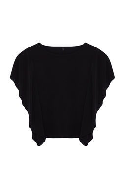 Trendyolmilla Siyah Kollar? F?rf?r Detayl? Bisiklet Yaka Esnek Orme Bluz TWOSS24BZ00636  фото 6