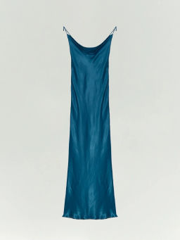 Платье Emka макси с открытой спиной из вискозы голубое  фото 5