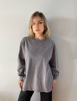 K11782 Лонгслив OVER SIZE (плотный хлопок) ГРАФИТ