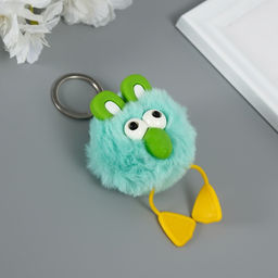 Брелок для ключей на кольце Пушистик. Большеглазая ворона, на сумку, рюкзак, зелёный, 9.5?6?6 см - Simaland фото 3