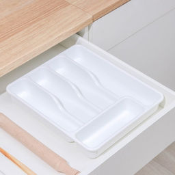 Лоток для столовых приборов раздвижной Plast-Avenue, 5 секций, 36×30.5×5 см, пластик, белый