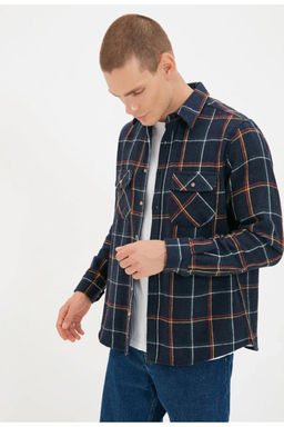 TRENDYOL MAN Lacivert Regular Fit Uzun Kollu Cift Cepli Oduncu Kareli K?sl?k Ceket Gomlek TMNAW20GO0485 - Trendyolmilla фото 6