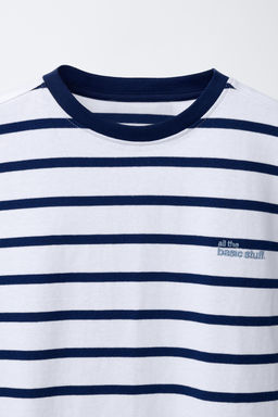 CAMISETA RAYAS HEAVY WEIGHT TEXTO / Marinos / Crudos - Zara фото 3