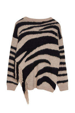 Vizon Yumusak Dokulu Zebra Desenli Triko Kazak TWOAW25KZ00178 - Trendyolmilla фото 7