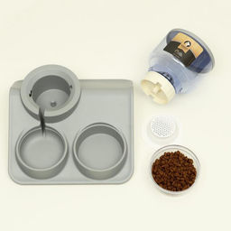 Комплекс для кормления с автопоилкой и съёмной миской, бело-серый - Пижон фото 6