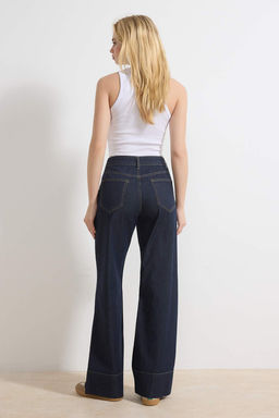 Koyu Mavi Cep Detayl? Yuksek Bel Ekstra Esnek Wide Leg Jeans TWOSS26JE00019 - Trendyolmilla фото 4