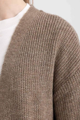 Кардиган стандартного кроя с V-образным вырезом - Defacto фото 4