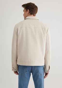 Ekru Suni Deri Ceket - Mavi фото 5