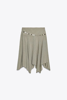 STRIPED ASYMMETRIC BELT MIDI SKIRT - Zara фото 10