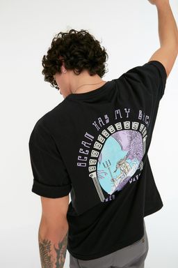 TRENDYOL MAN Lacivert Oversize/Genis Kesim K?sa Kollu Sanat Bask?l? 100% Pamuklu T-Shirt TMNSS21TS3559 - Trendyolmilla фото 14