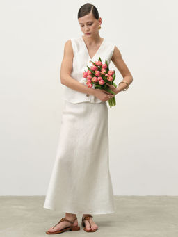 Жилет льняной 7025 айвори