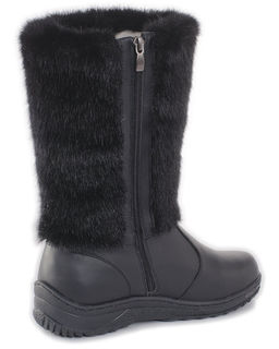 Унты женские на литой подошве. Черные., "Норка" черная. Молния.