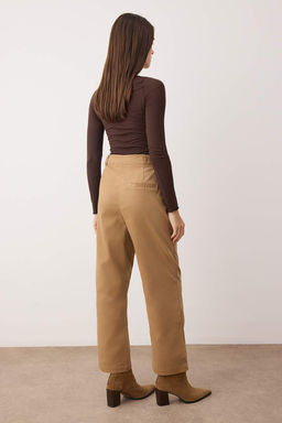 Bej Kahverengi Kadife Straight/Duz Kesim Pantolon TWOAW26PL00085 - Trendyolmilla фото 4