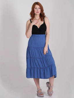 Юбка в стиле бохо из штапеля ярусная - Almond фото 5