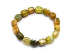 Браслет из агата тонированного прямоугольник 9*12мм цв.оливковый