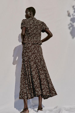 FALDA MIDI BORDADOS / Marr?n / Crudo - Zara фото 4