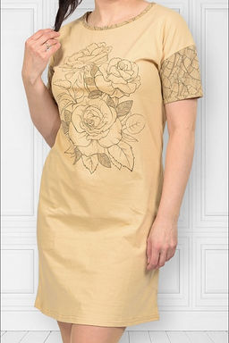 Туника трикотажная с принтом, крем (456-3) - Плиона фото 3