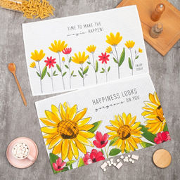 Набор полотенец кухонных Доляна Happiness looks, 35?60 см - 2 шт., хлопок 100%