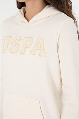 Kad_n Krem Basic Kap__onlu Sweatshirt