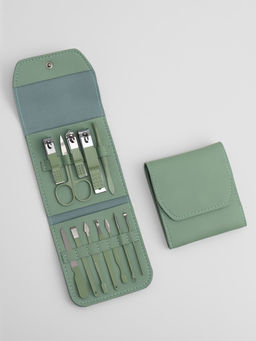 Набор маникюрный, 12 предметов, в футляре, ментоловый