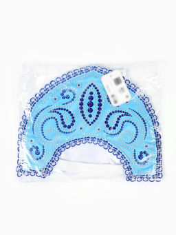 Кокошник карнавальный голубой с бусинами