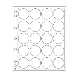 Листы ENCAP (упаковка из 2 штук) для 20 монет размером от 23,5 до 26 мм в капсулах LEUCHTTURM 343210