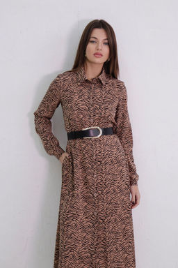 11007 Платье-рубашка удлинённое кофейно-чёрное - Martichelli фото 4