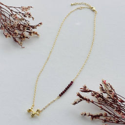 Колье на цепочке с Гранатом (Пироп) 46 см +