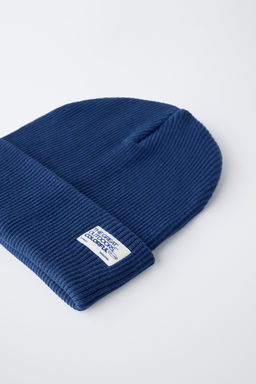 RIBBED KNIT BEANIE WITH LABEL - Zara фото 2