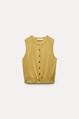 PLAIN KNIT TOP WITH GOLDEN BUTTONS - Zara фото 5