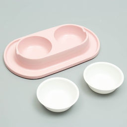 Миска для животных Мур-мяу 0,3л двойная на подставке, розовая - Пижон фото 2