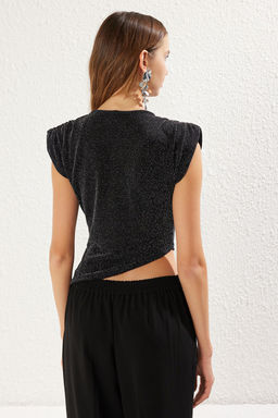Trendyolmilla Siyah Simli Orme Bluz TPRSS25BZ00005  фото 7