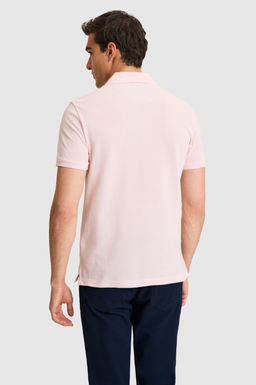 Erkek Slim Fit Polo Yaka A__k Pembe Basic Ti__rt